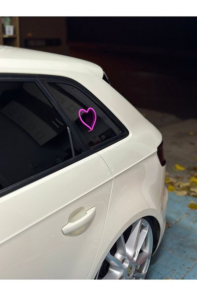 3dbaydesign In-Car Neon LED Light Decor Heart (12 Volt Suction Cup Pink)