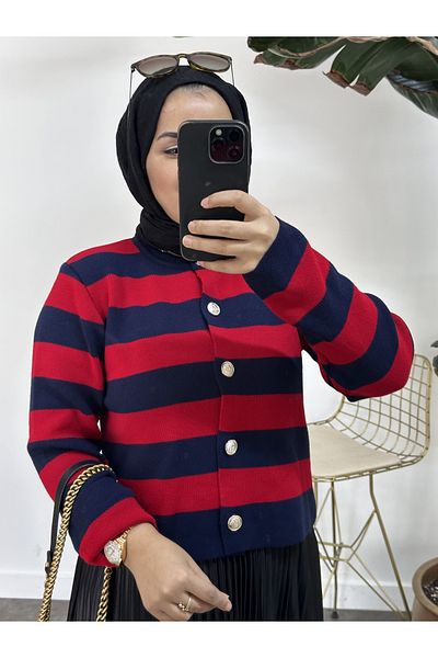 ASEL FASHİON Striped basic cardigan