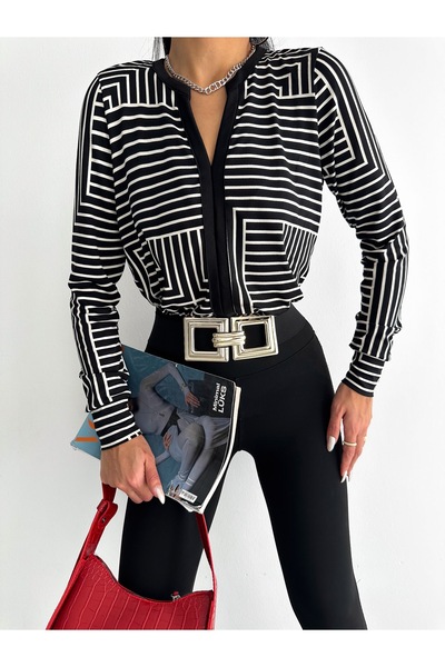 BE CHİC DÁMSKÁ VOLNÁ HALENKA S DLOUHÝM RUKÁVEM SE VZOROVANÝM VÝKRKEM DO V AYD003