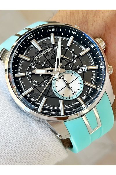 Quantum Functional 10 Atm Waterproof Silicone Cord Steel Case Men's Wristwatch