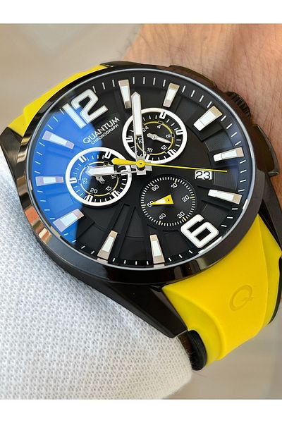 Quantum Functional 10 Atm Waterproof Silicone Cord Steel Case Men's Wristwatch