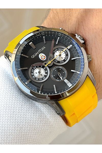 Quantum Functional Original Licensed Silicone Cord Steel Case Galatasaray Fan Men's Wristwatch