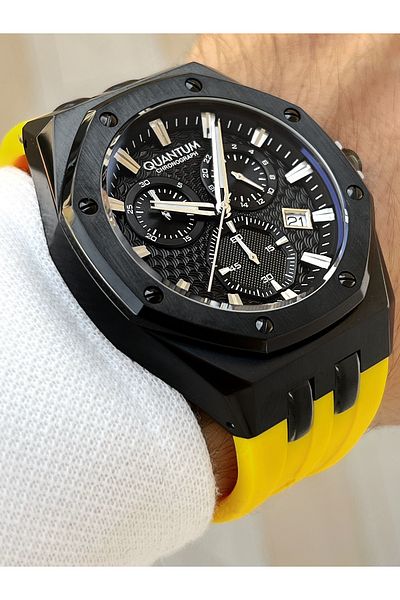 Quantum Functional 10 Atm Waterproof Silicone Cord Steel Case Men's Wristwatch