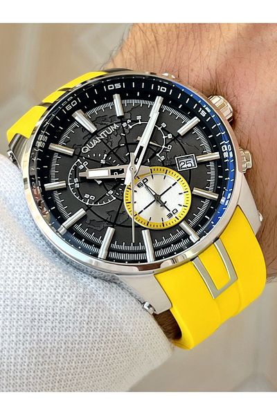 Quantum Functional 10 Atm Waterproof Silicone Cord Steel Case Men's Wristwatch