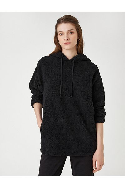 Koton Plush Sweatshirt Pajama Top Hooded Long Sleeve