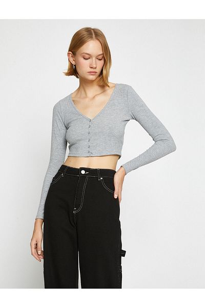 Koton Crop Buttoned Cardigan