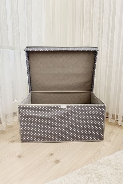 VAYBE Set of 3 Gray Polka Dot Patterned Multi-Purpose Storage Box, Box Storage, Box, Organizer, Toy Box