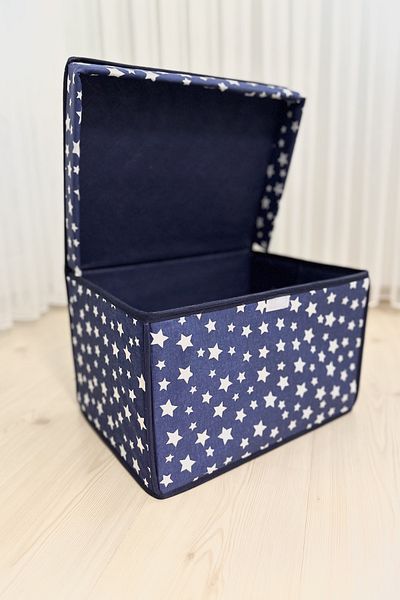 VAYBE Mini víceúčelový úložný box, Horç, box na hračky, organizér, vzor hvězdy v námořnické modré 30x40x25