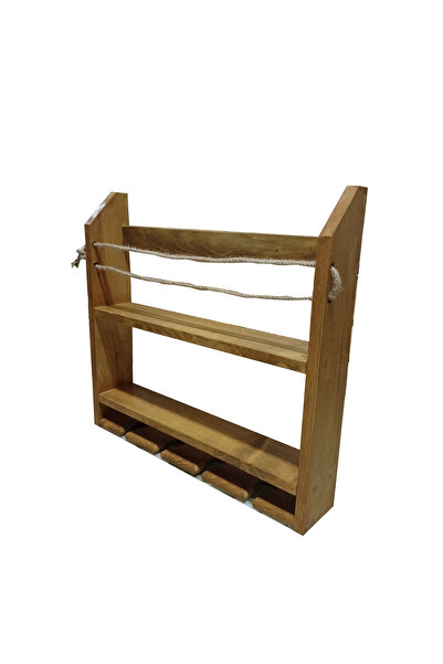 Genel Markalar Rustik Ahşap Şaraplık Halatlı Içki Barı Standı