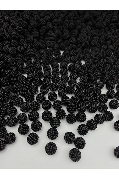 Hedef Bijuteri Fragmented Blackberry, 100Gr 10mm Black Color, Fragmented Blackberry Pearl Beads, Bag Making Beads (~280 Pieces)