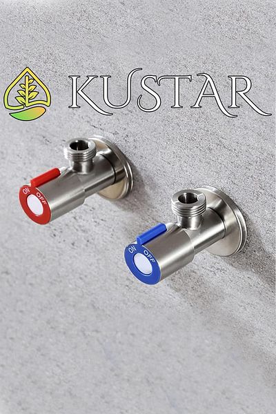 KUSTAR 2-pack Inox Open Close Hot Cold Water Intermediate Tap Bidet Tap Faucet Flex Connection Tap