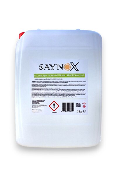 SAYNOX Elde Yıkama Sıvı Bulaşık Deterjanı 5 Kg Renksiz Kokusuz