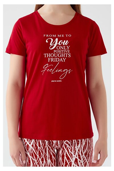 Pierre Cardin Cotton Short Sleeve Women's Pajama Set Red V63