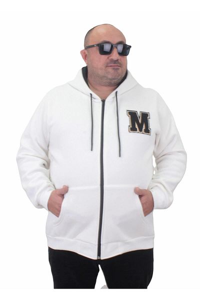 Starbattal Plus Size Zippered Sweat M 23217 ECRU