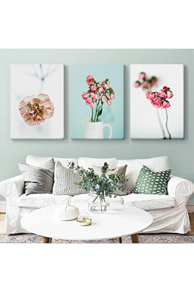 KOLAJTASARIM Doğanın Zarafeti: Gül Detayları Dekoratif Üçlü Kanvas Seti
