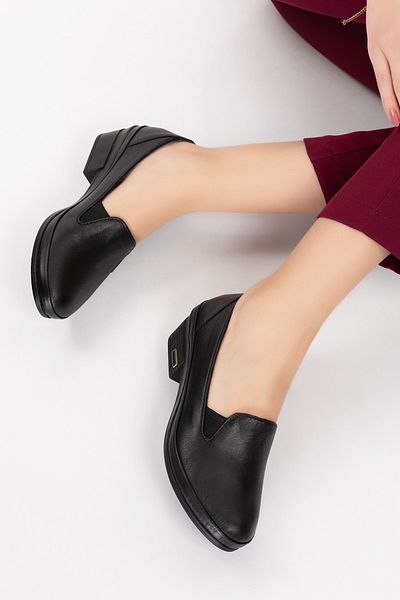 Gondol Genuine Leather Short Heeled Rubber Detailed Shoes Msa.65