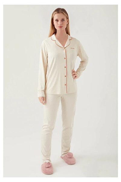 Pierre Cardin Set pijama cu mânecă lungă cu nasturi în față din bumbac V71