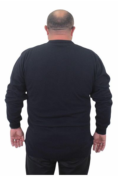 Starbattal Men's Plus Size Polo Collar Zippered Knitwear Sweater 23701 NAVY BLUE