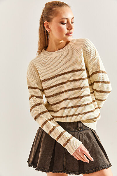 Bianco Lucci Women's Striped Thessaloniki Knitted Knitwear Sweater