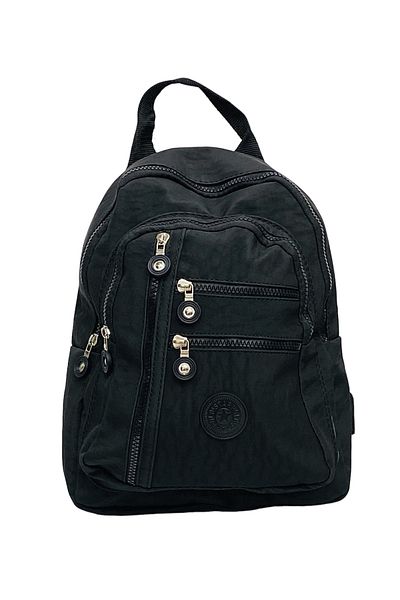 Favori Çanta Women's Black Crinkle Parachute Fabric Adjustable Strap Backpack