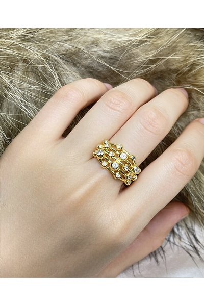 VELİT VOLA Boncuk Figürlü Taşlı Çelik Yüzük