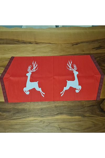 Parti dolabı Red Christmas Special Deer Pattern Runner New Year Concept Tablecloth Decorative Runner 35x120cm
