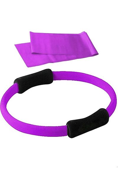 Clifton Pilates Circle and Band - Fiberglass, Exercise Gymnastic Plates Rubber Set (38 cm and 90X7.5 cm)