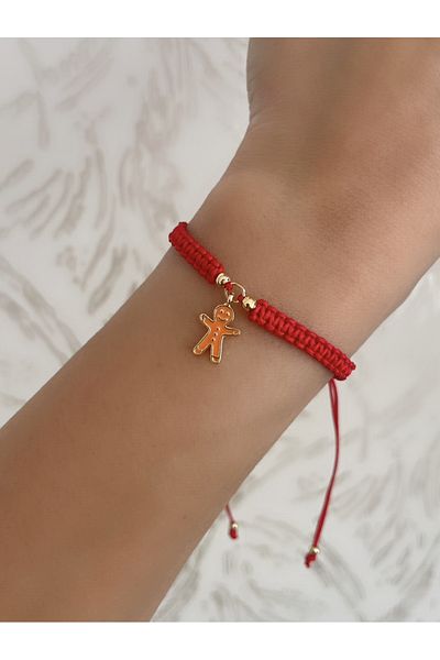 SİSTORİZE Your Luxury New Year's Red Murano Glass Cookie String Bracelet - Gift Christmas Bracelet
