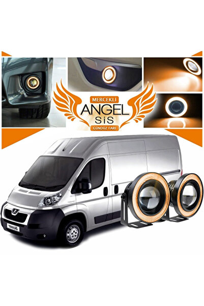 STS Oto Aksesuar Peugeot Boxer Uyumlu Universal Mercekli Led Angel Sis Farı 7...