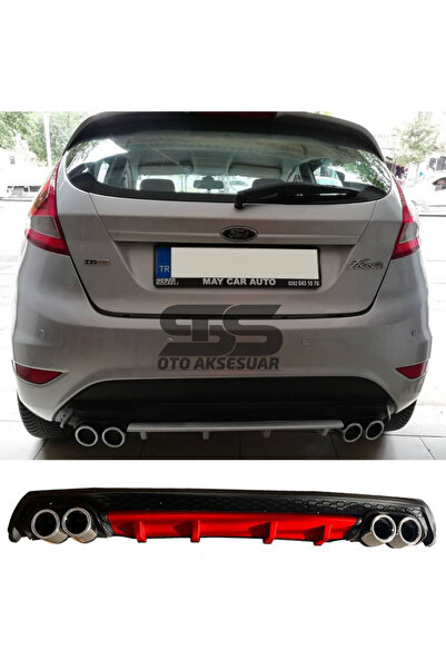 STS Oto Aksesuar Ford Fiesta Mk7 Difüzör Arka Tampon Eki 4 Egzoz Çıkışlı Kırm...