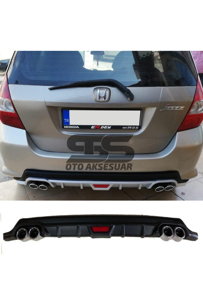STS Oto Aksesuar Honda Jazz Difüzör Arka Tampon Eki 4 Egzoz Çıkışlı Siyah Tip