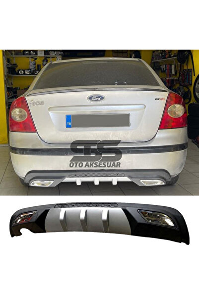 STS Oto Aksesuar Ford Focus 2 Difüzör Arka Tampon Eki 2 Egzoz Çıkışlı Gri