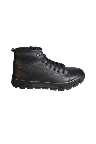 Dockers By Gerli DOCKERS Men's Black Skin Genuine Leather Thermo Sole Zipper Lace-up Cold Resistant Winter Boots