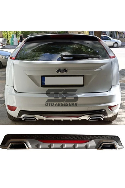 STS Oto Aksesuar Ford Focus 2 Hb Difüzör Arka Tampon Eki 2 Egzoz Çıkışlı Gri ...