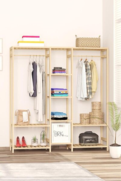 BRK Design Ahşap Açık Gardırop 150*140*35 brk14