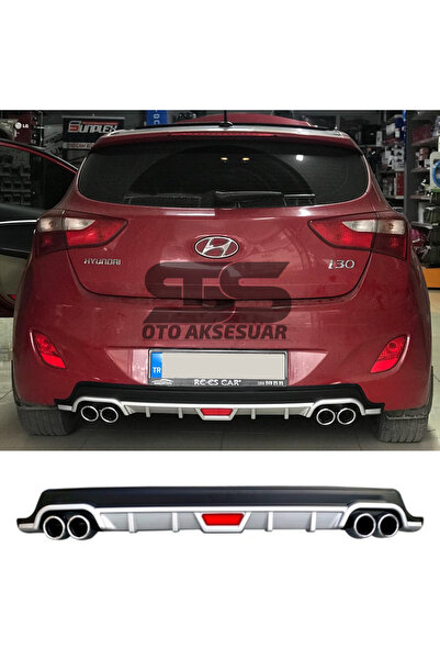 STS Oto Aksesuar Hyundai I30 Difüzör Arka Tampon Eki 4 Egzoz Çıkışlı Gri Tip