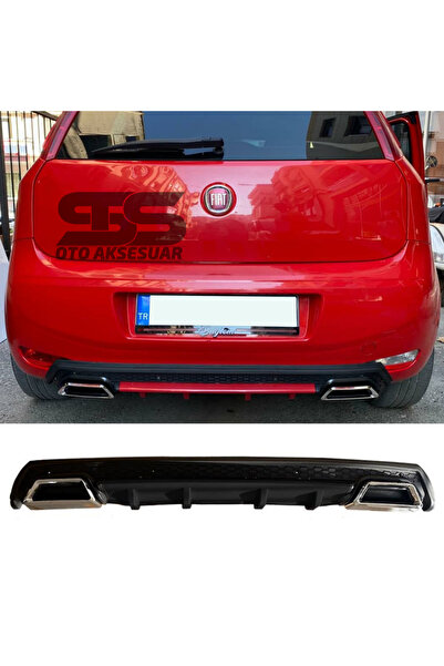 STS Oto Aksesuar Fiat Punto Difüzör Arka Tampon Eki 2 Egzoz Çıkışlı Siyah Lüx...