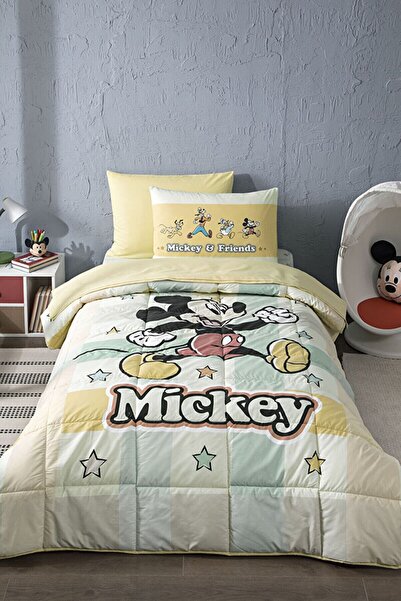 Özdilek Mickey Mouse Star Tek Kişilik Disney Lisanslı Uyku Seti (Lastikli Çar...