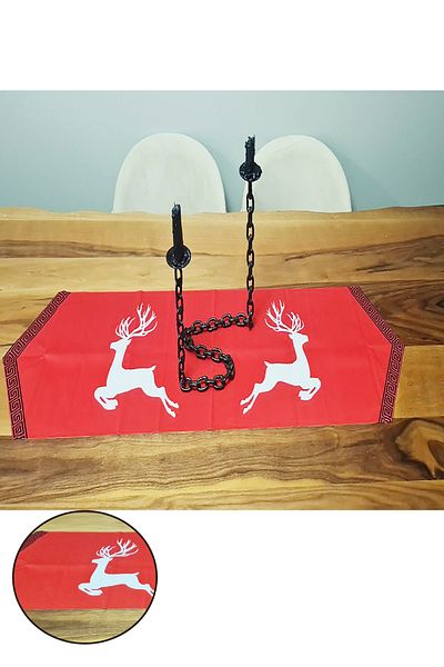 Parti dolabı Red Christmas Special Deer Pattern Runner New Year Concept Tablecloth Decorative Runner 35x120cm