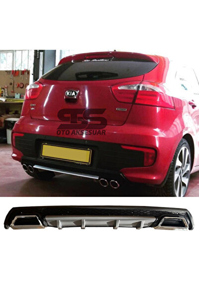 STS Oto Aksesuar Kia Rio Difüzör Arka Tampon Eki 2 Egzoz Çıkışlı Gri Lüx Tip