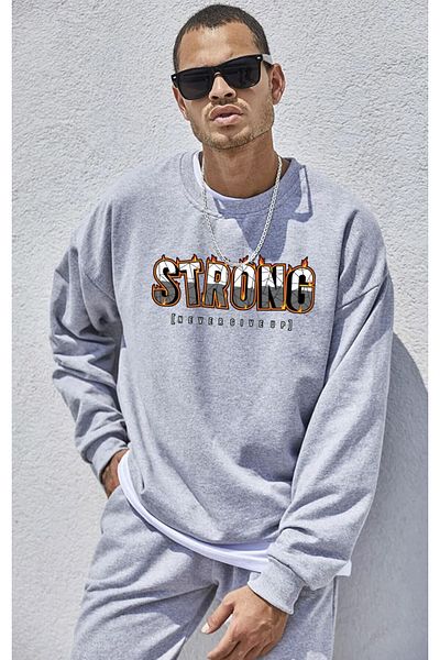 Modern Moda Σετ φόρμας Strong Sweatshirt Jogger - Printed Oversize Raised Hooded