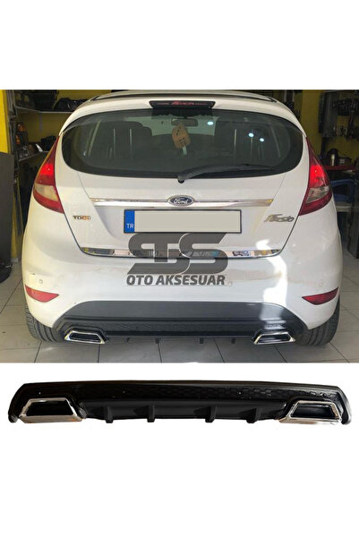 STS Oto Aksesuar Ford Fiesta Mk7 Difüzör Arka Tampon Eki 2 Egzoz Çıkışlı Siya...