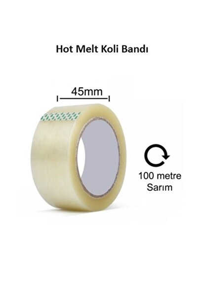POLİBANT Koli Bandı, 45mm x 100metre. Şeffaf Bant, Hot Melt (Sentetik Kauçuk)...
