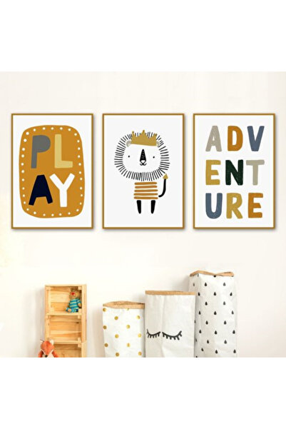 HiraEv Bebek Ve Çocuk Odası Duvar Tablosu 3'lü Set Play Adventure