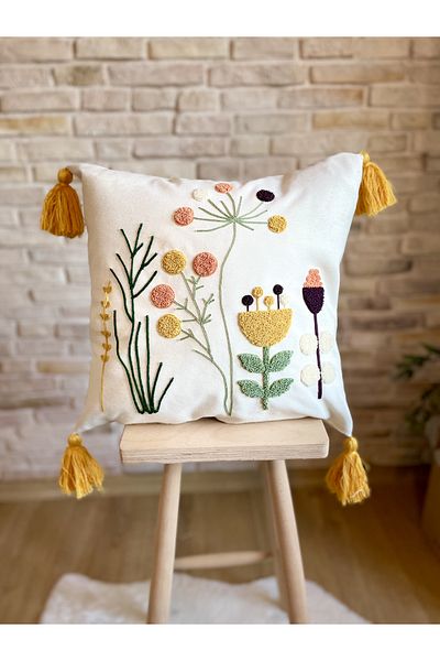 SWITA Husă de pernă cu design special, brodat cu perforare, unică, decorativă (panch)