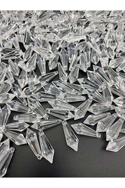 Hedef Bijuteri 50gr Küçük Akrilik Sarkıt,fişek,kalem Model Boncuk Sallantılı Avize Taşı,abajur Boncuğu (~36 ADET)