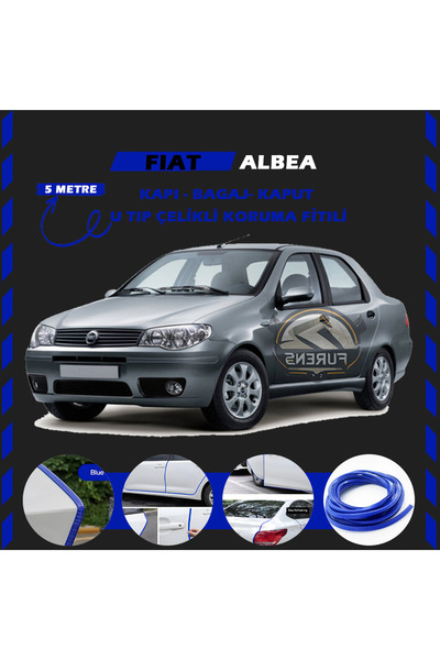 STS Oto Aksesuar Fiat Albea Oto Araç Kapı Koruma Fitili 5metre Parlak Mavi Renk