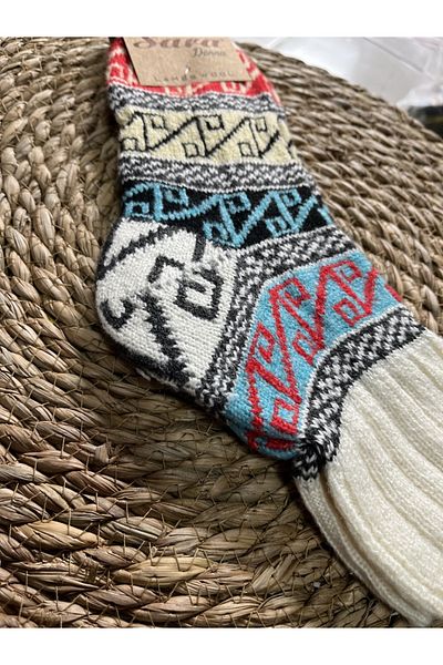 SARA DONNA ΠΑΡΑΔΟΣΙΑΚΟ ΣΧΕΔΙΟ ΜΑΛΛΙΝΕΣ ΚΑΛΤΣΕΣ - HOMEWEAR ΜΑΛΛΙΝΕΣ ΠΛΕΚΤΕΣ ΣΠΙΤΙ ΚΑΛΤΣΕΣ ΓΙΑ ΤΙΜΗ