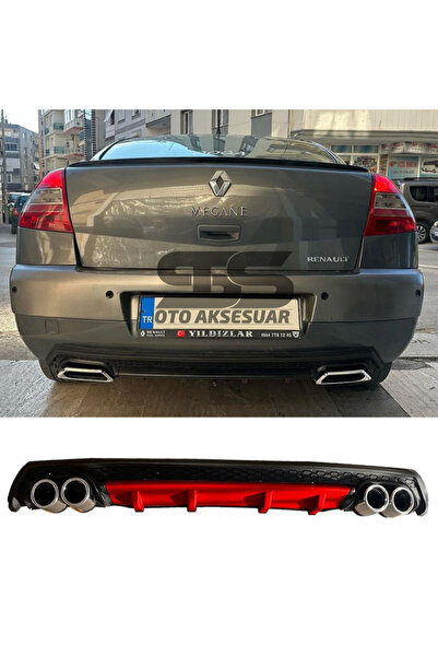 STS Oto Aksesuar Renault Megane 2 Sedan Uyumlu  Difüzör Arka Tampon Eki 4 Egz...