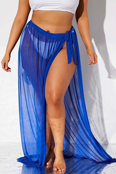 ARHEZ TEKSTİL μπλε κοβαλτίου φούστα παρέο από τούλι